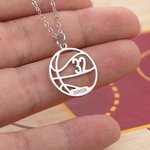 Personalized Engraved Basketball Necklace with Name and Number Birthday Game Day Gift for Basketball Lover