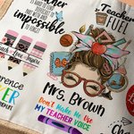 Personalized Cute Cartoon Apple Pencil Jute Tote Bag with Name Teacher's Day Appreciation Gift for Teacher