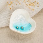 Personalized Sea Turtles Beach Heart Ceramic Ring Dish with Initials and Turtle Earrings Wedding Engagement Valentine's Day Gift for Women