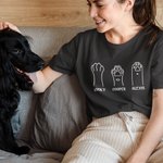 Personalizada Cute Pet Paw Unisex 100% Algodón Camiseta con Nombre de Mascota Divertido Regalo de Cumpleaños para Amantes del Perro Gato Dueños