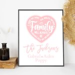 Personalized Family Will Always Be Connected By Heart Frame with Names Desk Decoration Birthday Housewarming Gift for Family