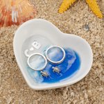 Personalized Sea Turtles Beach Heart Ceramic Ring Dish with Initials and Turtle Earrings Wedding Engagement Valentine's Day Gift for Women
