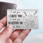 Personalized I'm Keeping You Forever Yours Holding Hands Wallet Card with Names Anniversary Birthday Gift for Couple