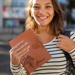 Personalized Bow Birth Flower Bouquet Leather Book Cover with Notebook and Engraved Name Birthday Gift for Artists Painters