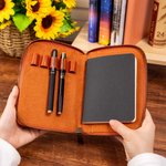 Personalized Watercolour Birth Flower Leather Notebook Organizer with Name and Notebook Travel Accessories Birthday Gift for Travel Lovers