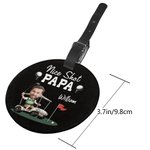 Personalisierte Nice Shot Golf Foto Runde Leder Gepäckanhänger mit Namen und Built-in-Karte Geburtstag Reise Essentials Geschenk für Golf-Liebhaber