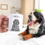 Personalised Sketch Pet Portrait Photo 11oz 15oz Ceramic Mug with Name Birthday Memorial Gift for Pet Lovers Owners