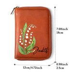 Personalized Watercolour Birth Flower Leather Notebook Organizer with Name and Notebook Travel Accessories Birthday Gift for Travel Lovers