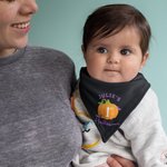 Personalized Bat Pumpkin Adjustable 100% Cotton Baby Bandana Bib with Name 1st Halloween Baby Shower Gift for Baby Girls Boys