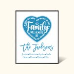 Personalized Family Will Always Be Connected By Heart Frame with Names Desk Decoration Birthday Housewarming Gift for Family