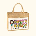 Sac Cabas en Toile de Jute Personnalisé avec Nom et Personnage Cadeau Anniversaire pour Femme