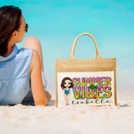 Sac Cabas en Toile de Jute Personnalisé avec Nom et Personnage Cadeau Anniversaire pour Femme