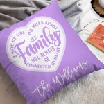 Personalised Family Will Always Be Connected By Heart Multicolor Throw Pillow Cover with Name Birthday Housewarming Farewell Gift for Family