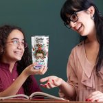 Personalized Cute Cartoon Women Teacher 20oz Name Tumbler with Straw Back to School Appreciation Gift for Teacher