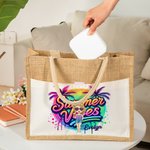 Sac en Toile de Jute Réutilisable Personnalisé avec Personnage et Nom Sac avec Pochette Cadeau Mariage à la Plage pour Femme