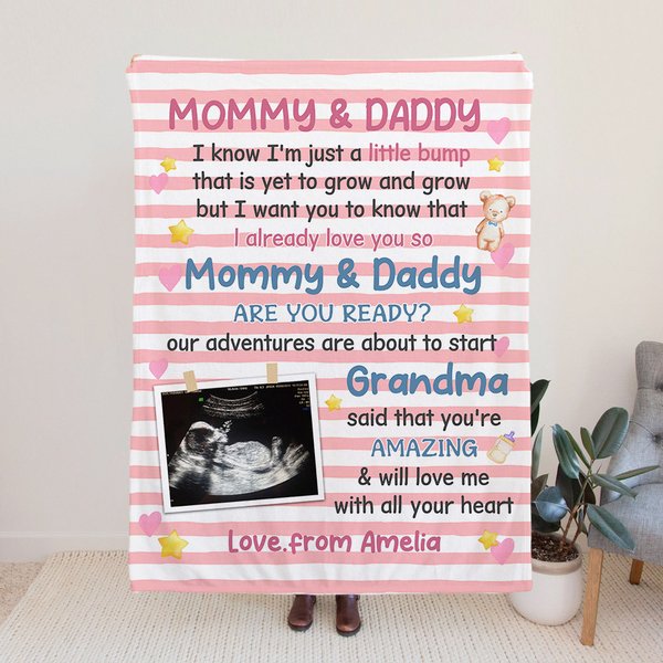 Baby Photo Soft Blanket with Name Father's Day Gift