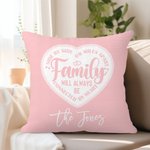 Personalised Family Will Always Be Connected By Heart Multicolor Throw Pillow Cover with Name Birthday Housewarming Farewell Gift for Family