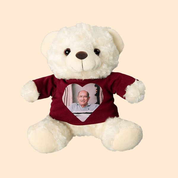 Ours en Peluche Personnalisé avec une Photo en Coeur Shirt ou Sweat à Capuche Cadeau d'Anniversaire pour la Famille et les Amis