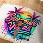 Sac en Toile de Jute Réutilisable Personnalisé avec Personnage et Nom Sac avec Pochette Cadeau Mariage à la Plage pour Femme