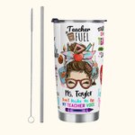 Personalized Cute Cartoon Women Teacher 20oz Name Tumbler with Straw Back to School Appreciation Gift for Teacher