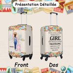 Couverture de Bagage Personnalisée avec Nom et Vue de Dos Femme Style A Gril Who Really Loved Traveling Cadeau pour Femme Amoureuse de Voyage