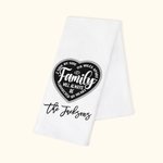 Personalisierte Familie wird immer durch Herz Waffel Gewebe 100% Baumwolle Küchentuch mit Nachnamen Home Decor Geschenk für Hausfrauen Newlywed verbun