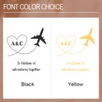 Personalized Airplane Heart Route Leather Passport Holder Luggage Tag Set with Initials Birthday Honeymoon Gift for Couple Travel Lover