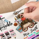 Bolsa de yute grande personalizada con nombre y bolsillo de algodón para el Día del Profesor Regalo de agradecimiento para el profesor