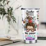 Personalized Cute Cartoon Women Teacher 20oz Name Tumbler with Straw Back to School Appreciation Gift for Teacher