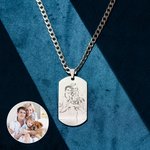 Personalized Engraved Photo Necklace with Text Father's Day Birthday Anniversary Gift for Men