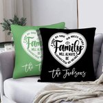 Personalised Family Will Always Be Connected By Heart Multicolor Throw Pillow Cover with Name Birthday Housewarming Farewell Gift for Family