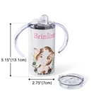 Personalised Farm Cow 12oz Food-Grade Stainless Steel Sippy Cup with Name and Dual Lid Birthday Gift for Toddler Kid