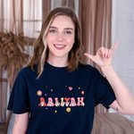 Personalised American Sign Language 100% Cotton Kids Adult T-Shirt with Name Deaf Pride Gift for Hearing Impairment ASL Interpreter