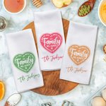 Personalisierte Familie wird immer durch Herz Waffel Gewebe 100% Baumwolle Küchentuch mit Nachnamen Home Decor Geschenk für Hausfrauen Newlywed verbun
