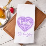 Personalisierte Familie wird immer durch Herz Waffel Gewebe 100% Baumwolle Küchentuch mit Nachnamen Home Decor Geschenk für Hausfrauen Newlywed verbun