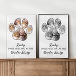 Personalizzato Meet You at the Rainbow Bridge Quadro su tela con zampa di animale domestico 5 foto collage e nome Regalo commemorativo per gli amanti degli animali domestici Perdita di un animale dome