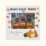 Personalized Autumn Pumpkins Maple Leaf Canvas Photo Painting with Text Wall Decor Halloween Gift for Family Kids