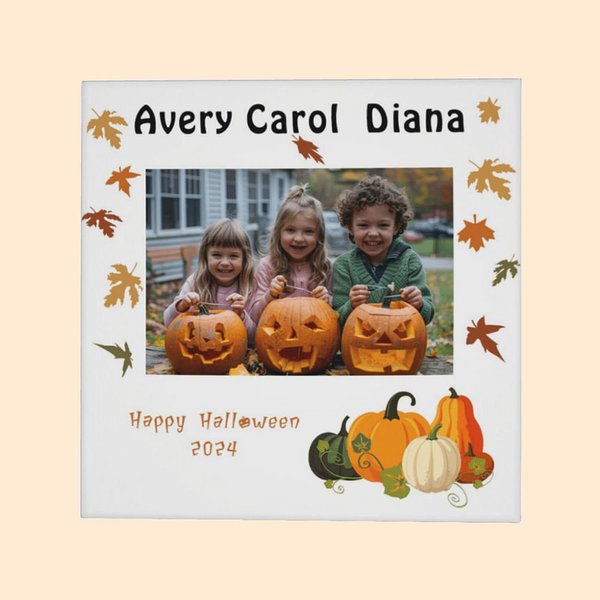 Personalisierte Herbst Kürbisse Ahornblatt Leinwand Foto Malerei mit Text Wanddekoration Halloween Geschenk für Familie Kinder