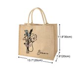 Sac Tote en Toile de Jute Personnalisé avec Nom et Fleur de Naissance Motif Stéthoscope Cadeau Fin d'Études pour Étudiant en Médecine Infirmier
