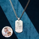 Collier de Plaque Personnalisé avec Photo et Message Gravés Cadeau Anniversaire Fête des Pères Mères pour Famille Parents