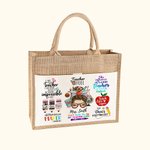 Bolsa de yute grande personalizada con nombre y bolsillo de algodón para el Día del Profesor Regalo de agradecimiento para el profesor