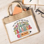 Bolsa de yute grande personalizada con nombre y bolsillo de algodón para el Día del Profesor Regalo de agradecimiento para el profesor