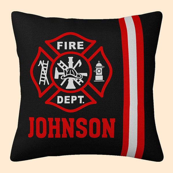 Firefighter Maltese Cross Shield Throw Pillow Cover