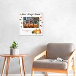 Personalized Autumn Pumpkins Maple Leaf Canvas Photo Painting with Text Wall Decor Halloween Gift for Family Kids