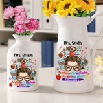 Personalized Cute Woman Cartoon Character Ceramic Vase with Name Teacher's Day Appreciation Gift for Teacher