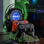 Portal Aventurero Personalizado Soporte LED Ajustable para Auriculares y Mando con Nombre Accesorio de Escritorio Regalo de Cumpleaños para Amantes de los Juegos