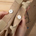 Sac en Jute Personnalisé avec Dessin Femme Fleur de Naissance Nom Style Fermeture Éclair Magnétique Optionnelle Cadeau Anniversaire pour Femme Fille