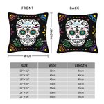 Personalised Mexican Floral Sugar Skull Throw Pillow Cover with Name Gothic Home Decor Day of the Dead Gift for Family