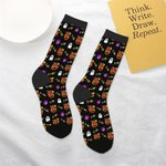 Personalized Pumpkin Ghost Spider Halloween Theme Soft Kid Crew Socks with Names Funny Halloween Party Gift for Children