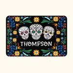 Personalized Mexican Floral Sugar Skull Doormat with Name Non-slip Home Decor Day of the Dead Housewarming Gift for Family Friend